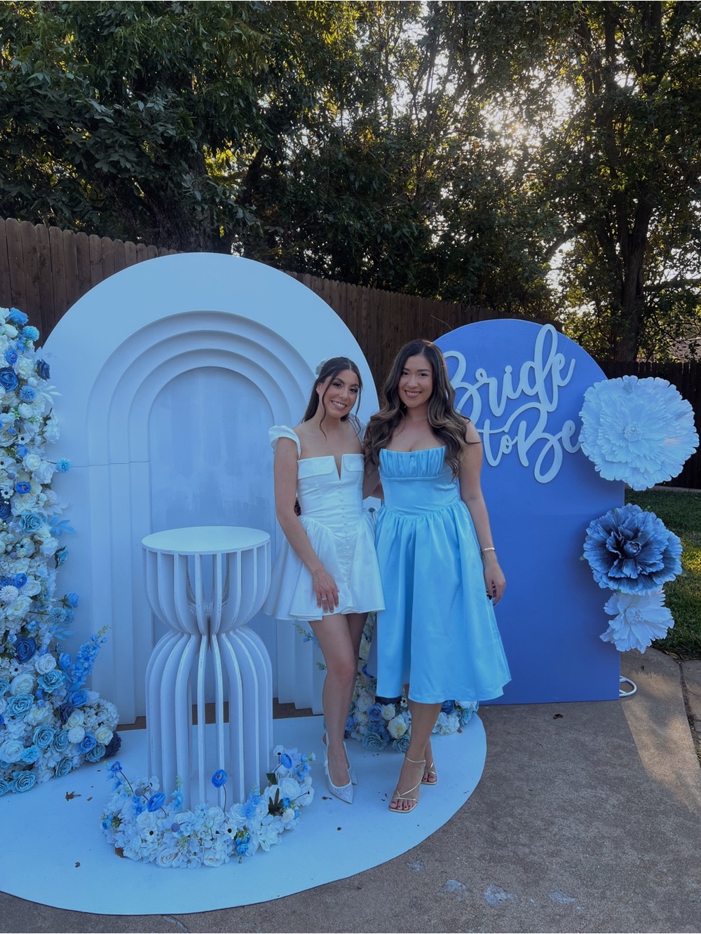 Oh Polly Light Blue Satin Midi Dress with Corset Back